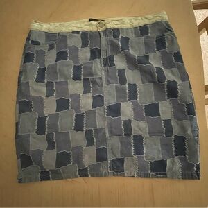 Ashley Stewart Western Patchwork Indigo Skirt Sz 18